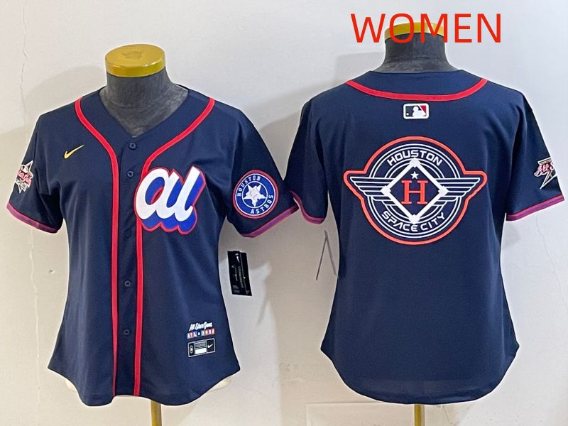 Women 2025 Houston Astros Blank Drak Blue All star Nike MLB Jersey style 011